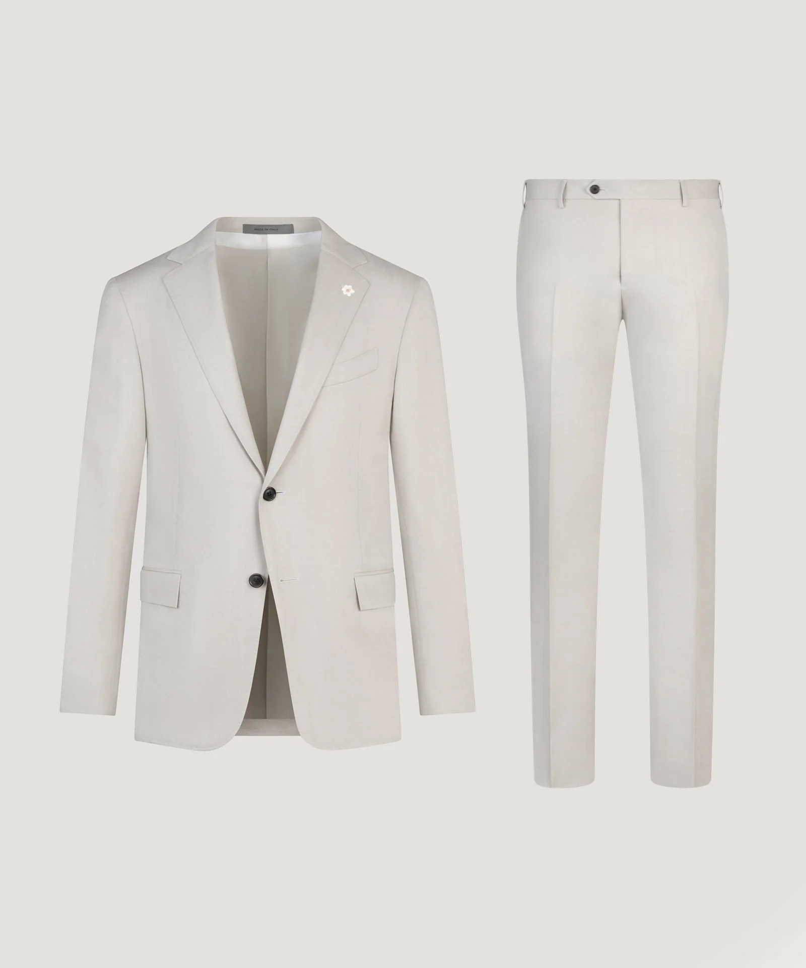 Pak sartoriale scheerwol herringbone lichtgrijs