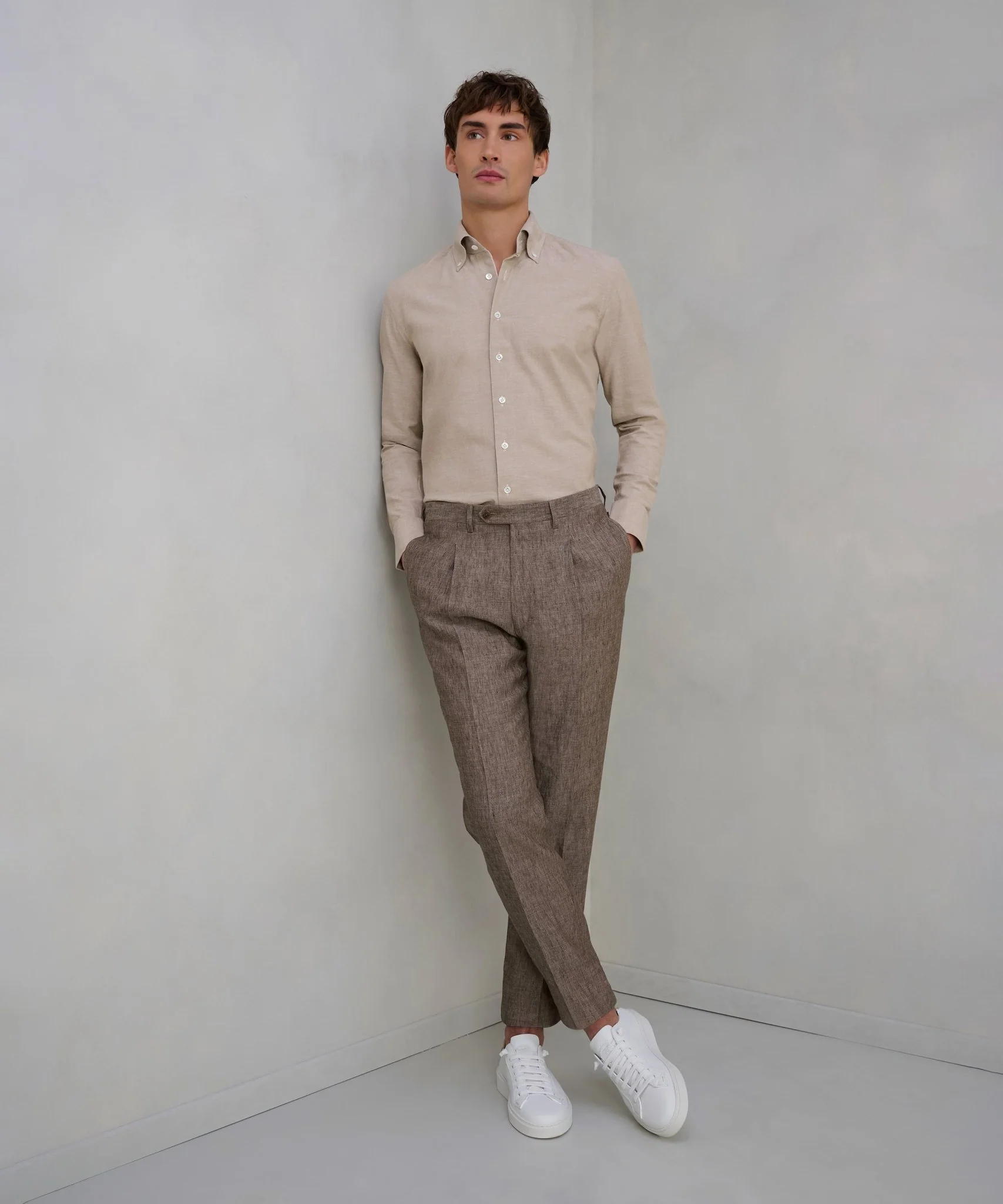 Pantalon chambray linnen bruin - Image 3