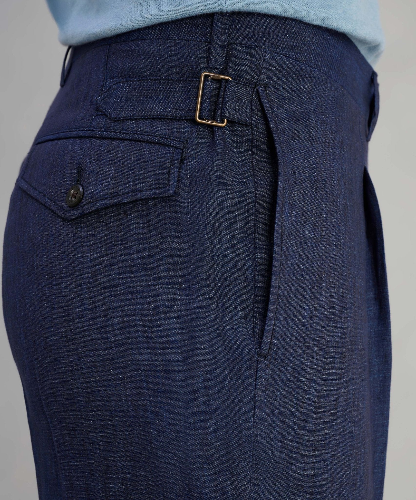 Pantalon chambray linnen donkerblauw - Image 4