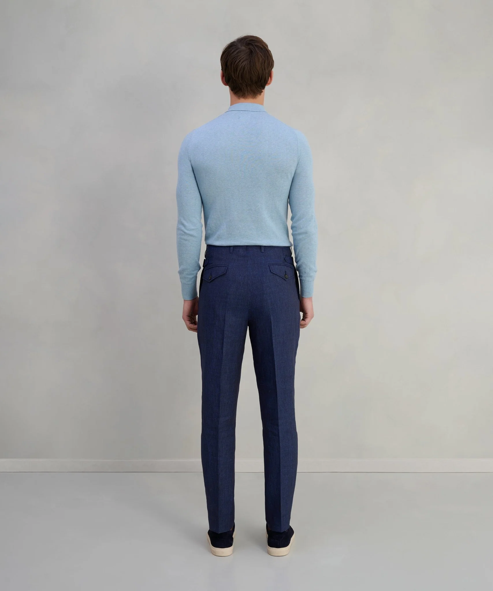 Pantalon chambray linnen donkerblauw - Image 5
