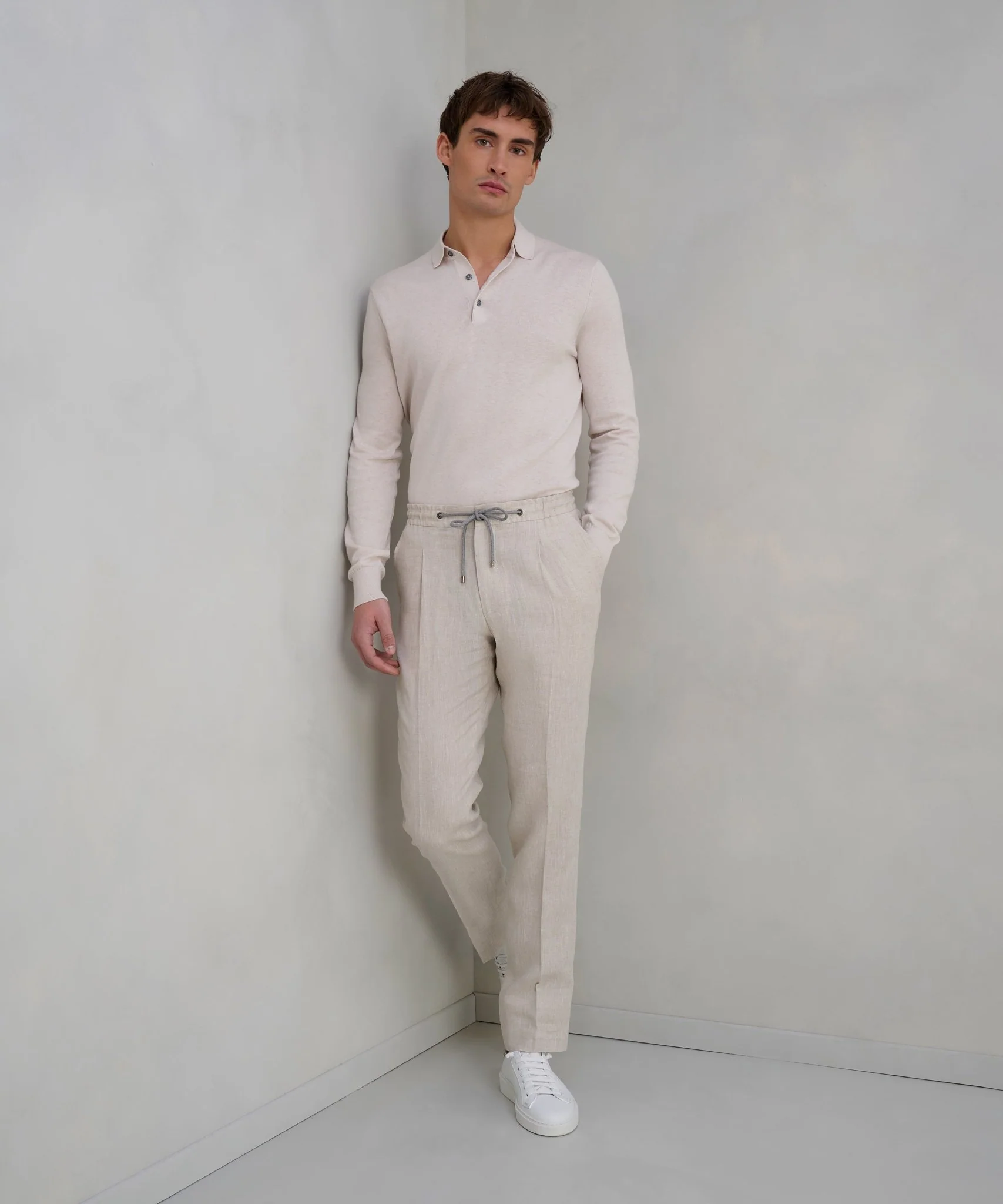 Pantalon chambray linnen lichtbruin - Image 3