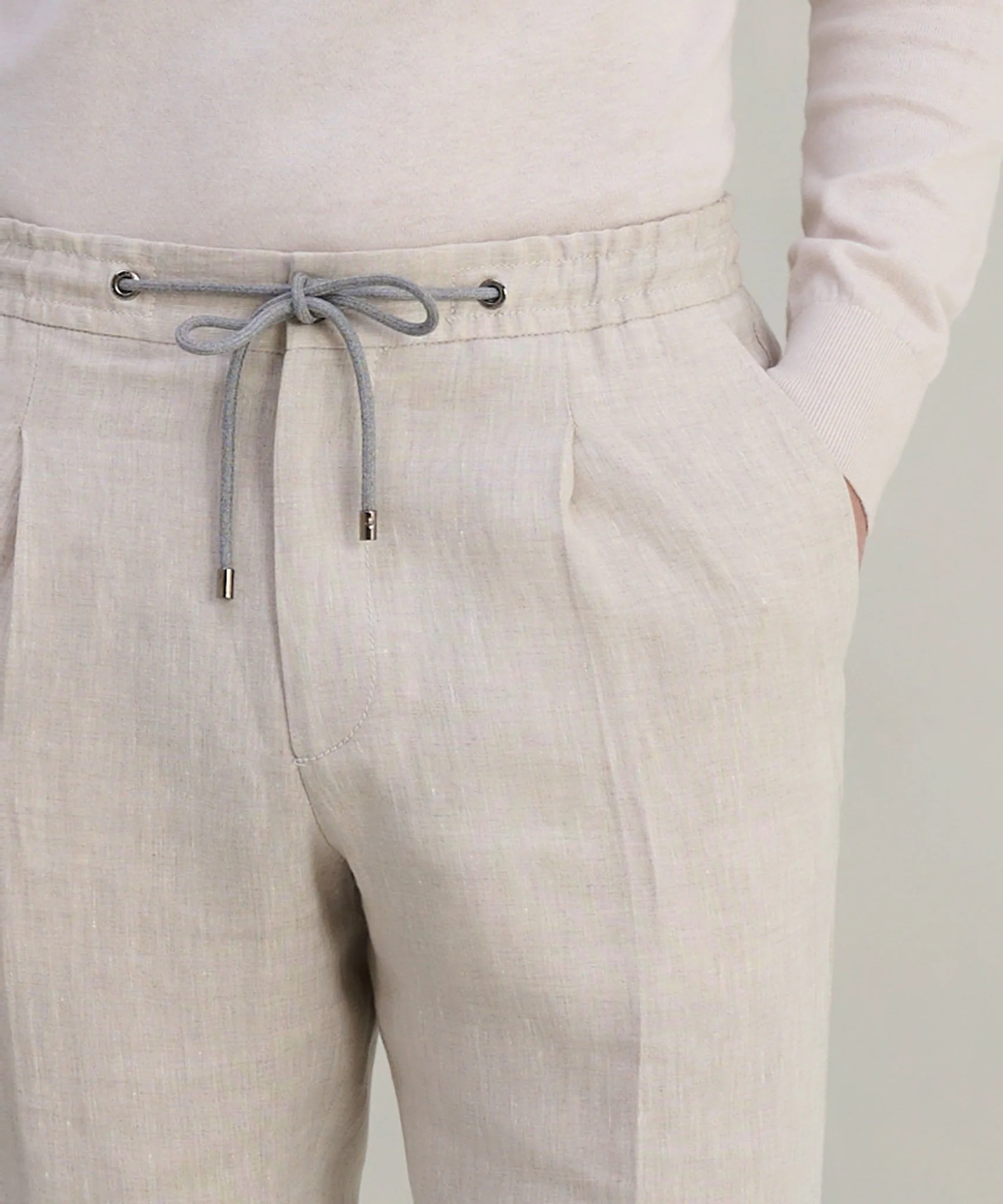 Pantalon chambray linnen lichtbruin - Image 4