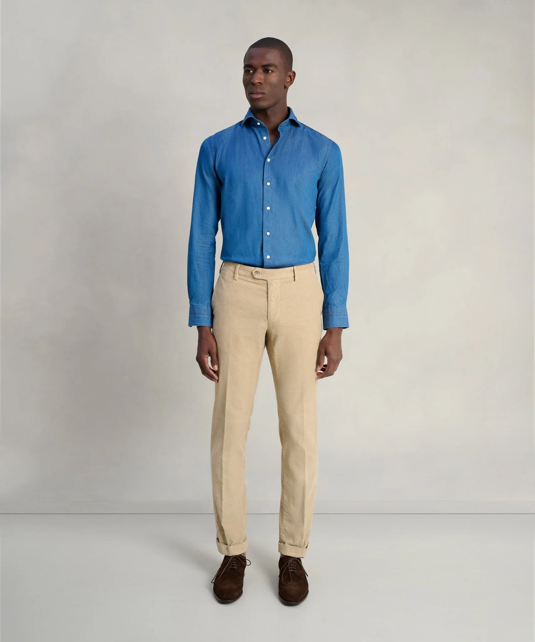 New York style chino gewassen katoen corduroy stretch beige - Image 2