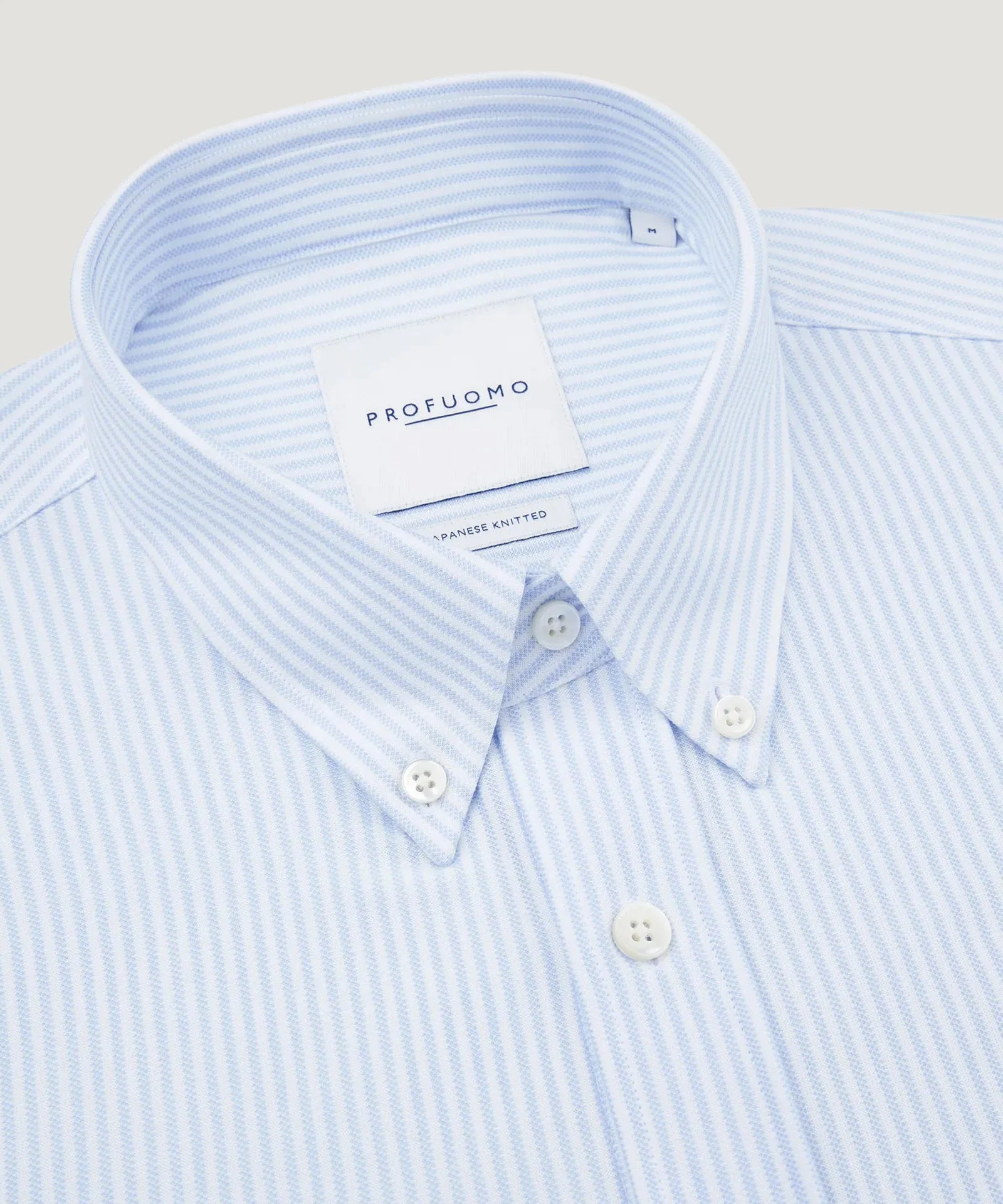 Relaxed fit casual shirt Japanese knitted blauw gestreept - Image 2