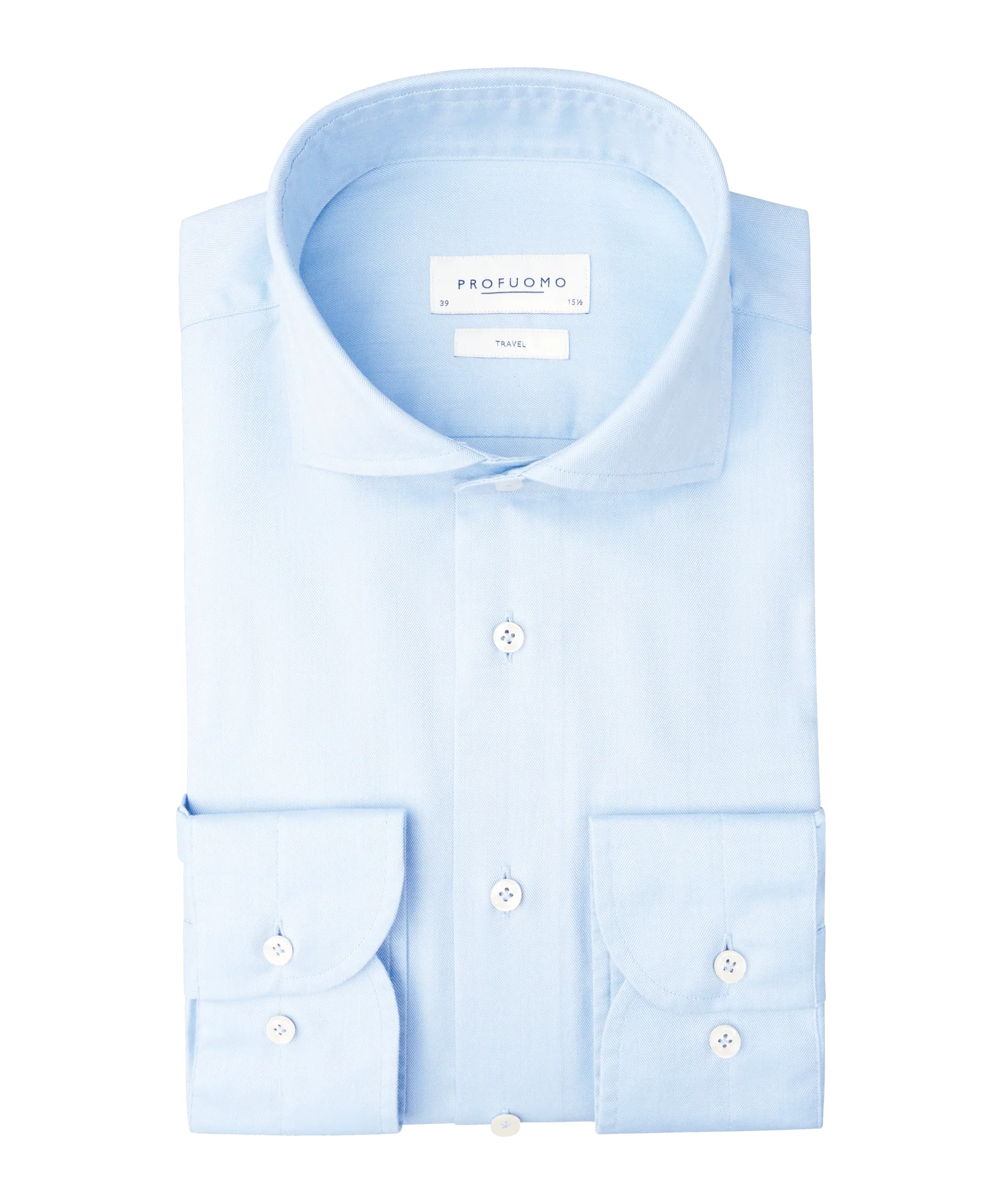 Travelshirt katoen lichtblauw non-iron