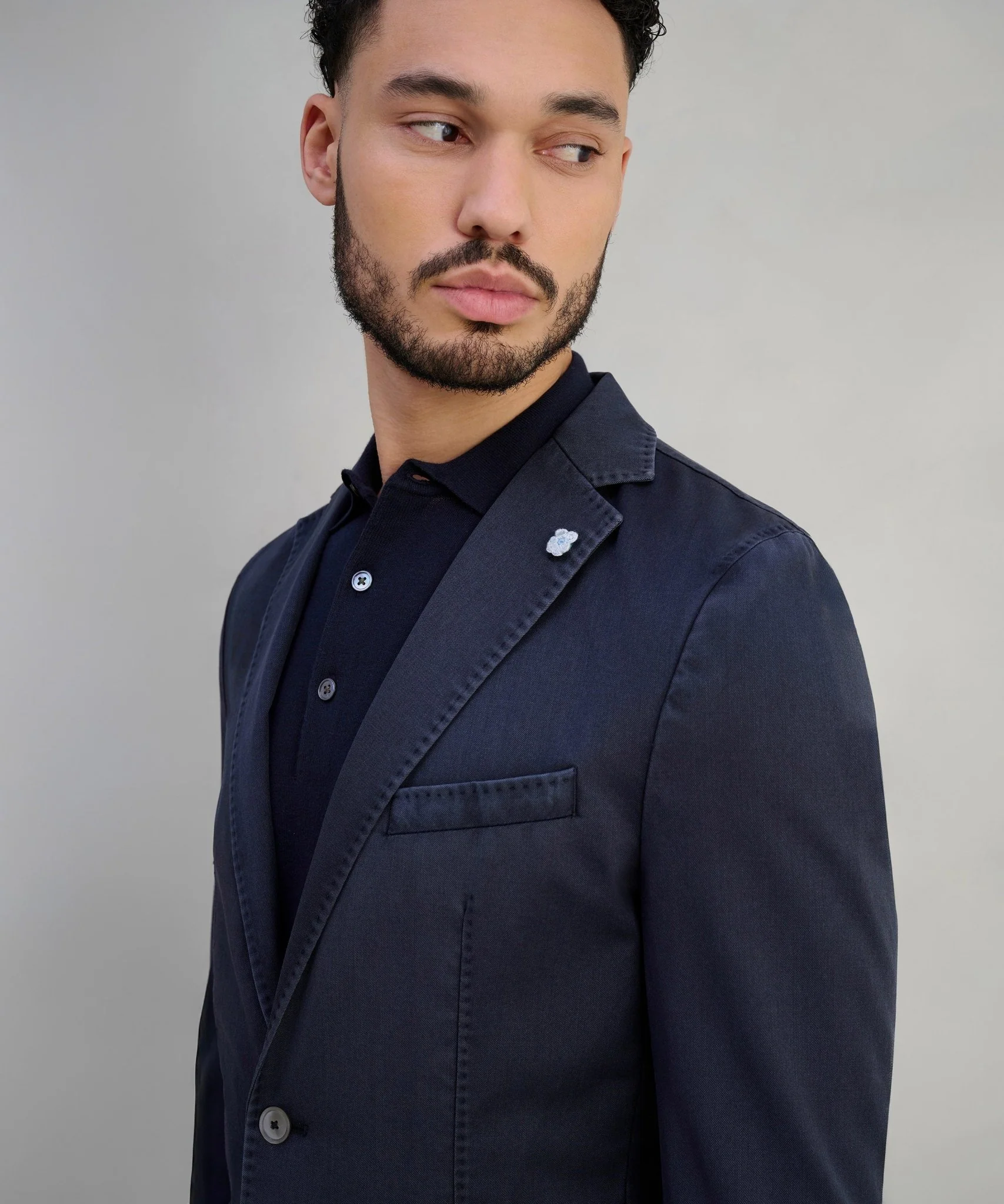 Colbert garment-dyed wol donkerblauw - Image 4