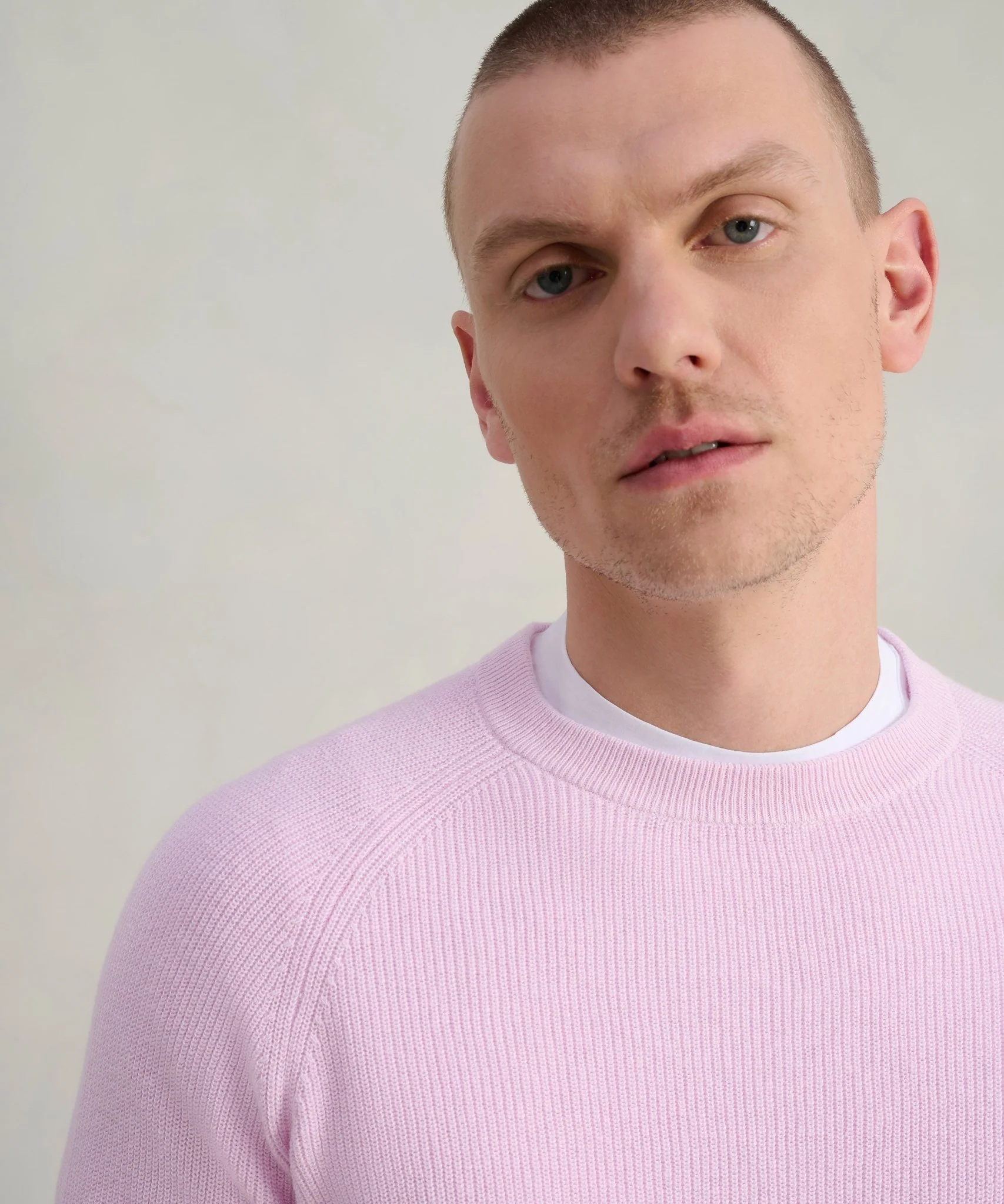 Fisherman ribbed trui crewneck katoen linnen roze - Image 4