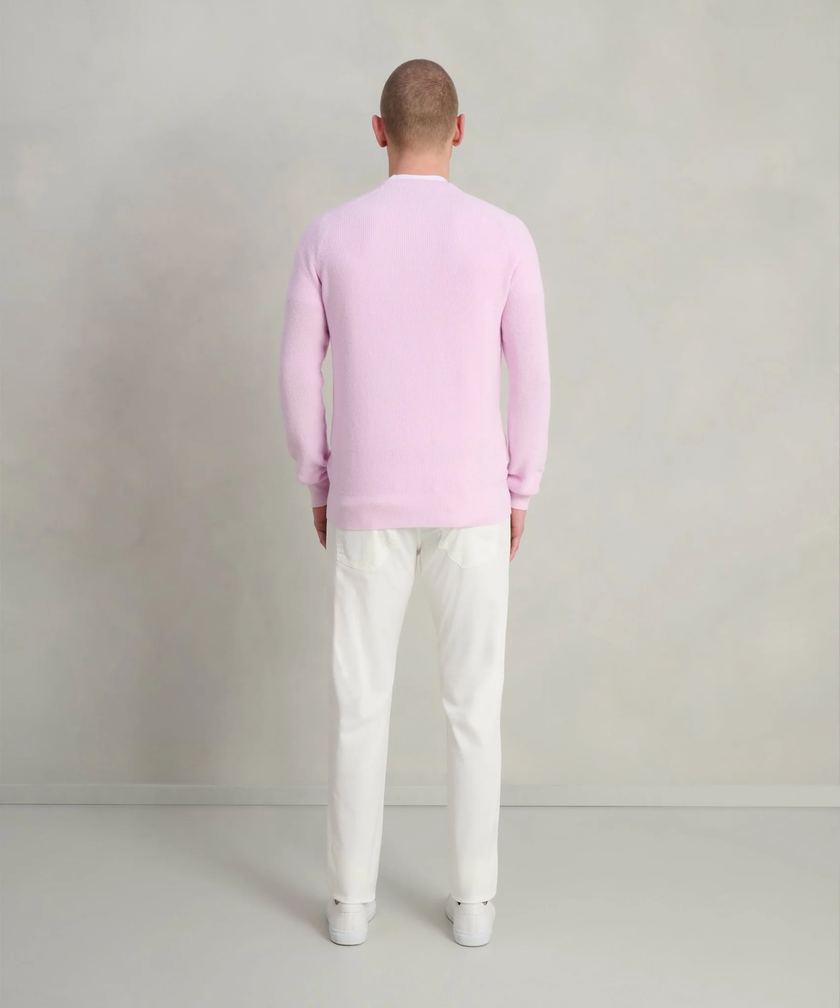 Fisherman ribbed trui crewneck katoen linnen roze - Image 5