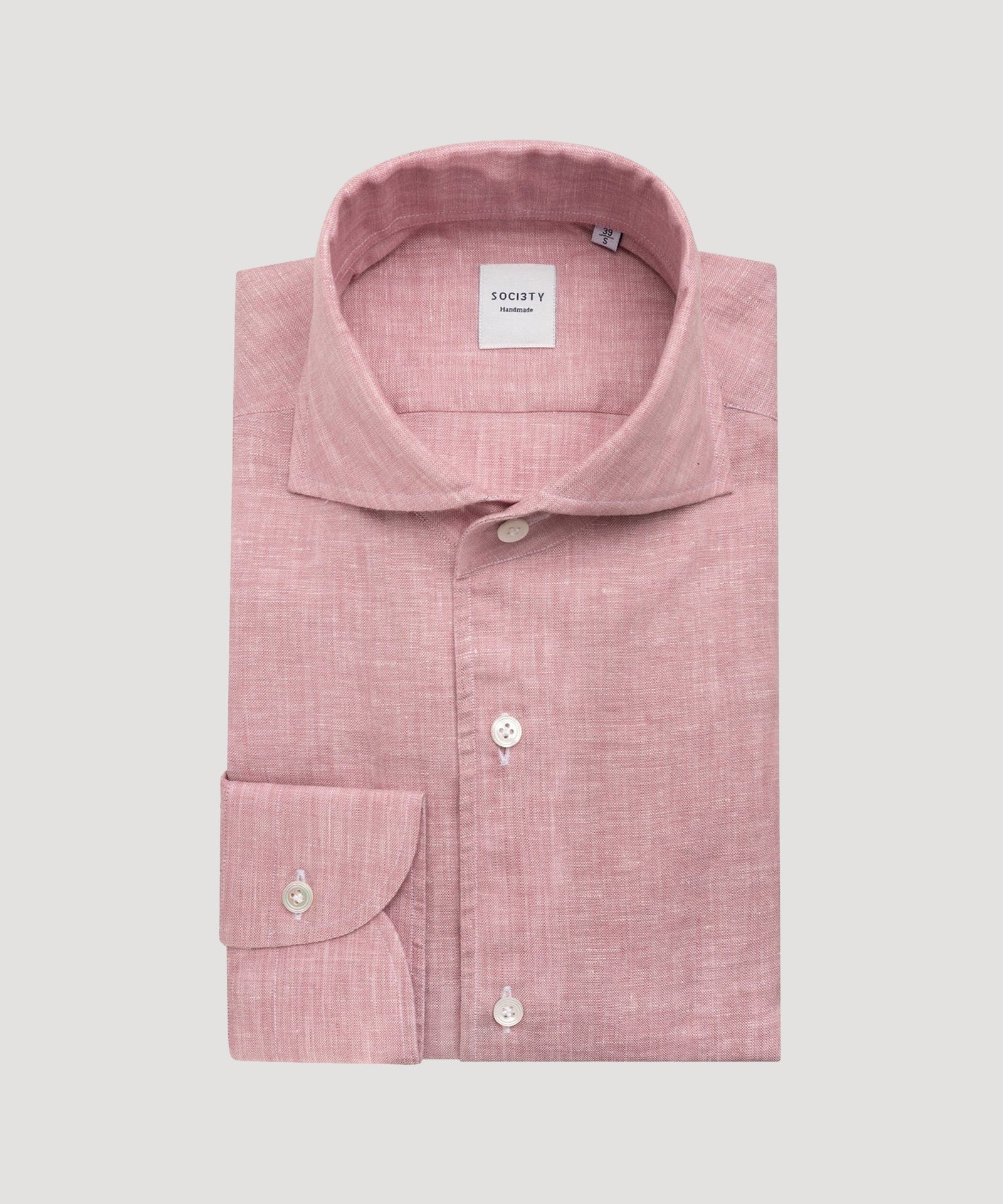 Overhemd gewassen linnen roze