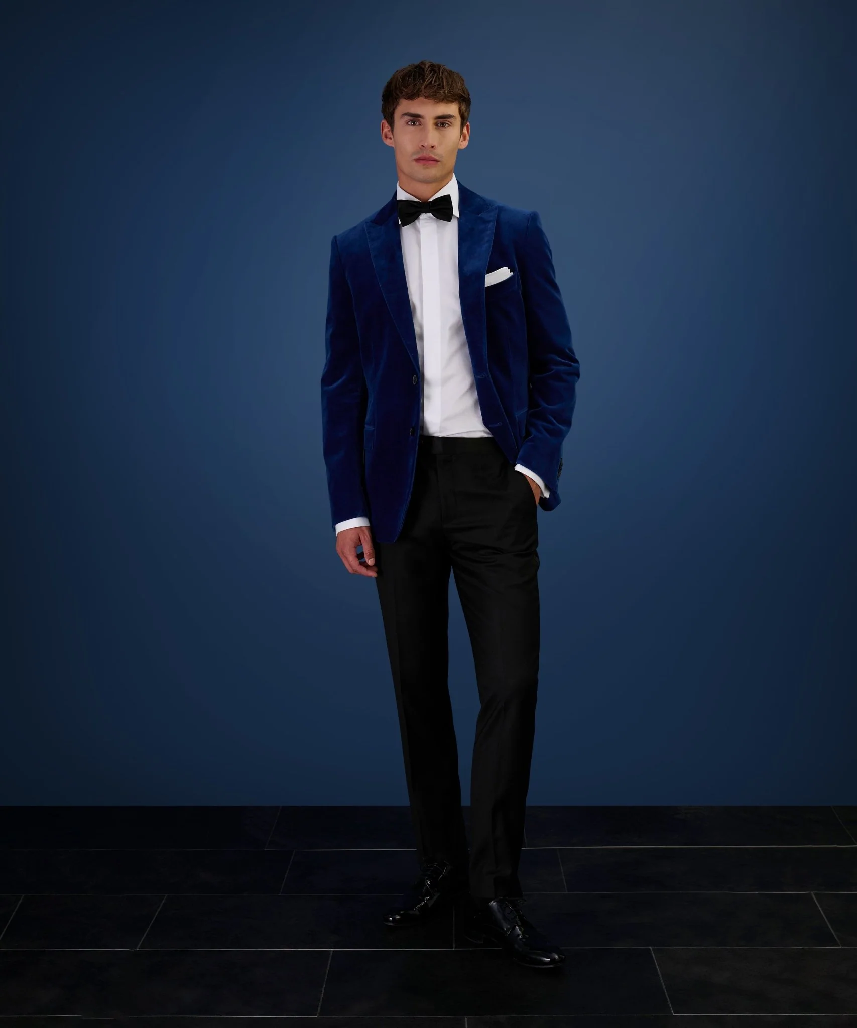 Dinner jacket velvet stretch blauw (woven by Pontoglio) - Image 5