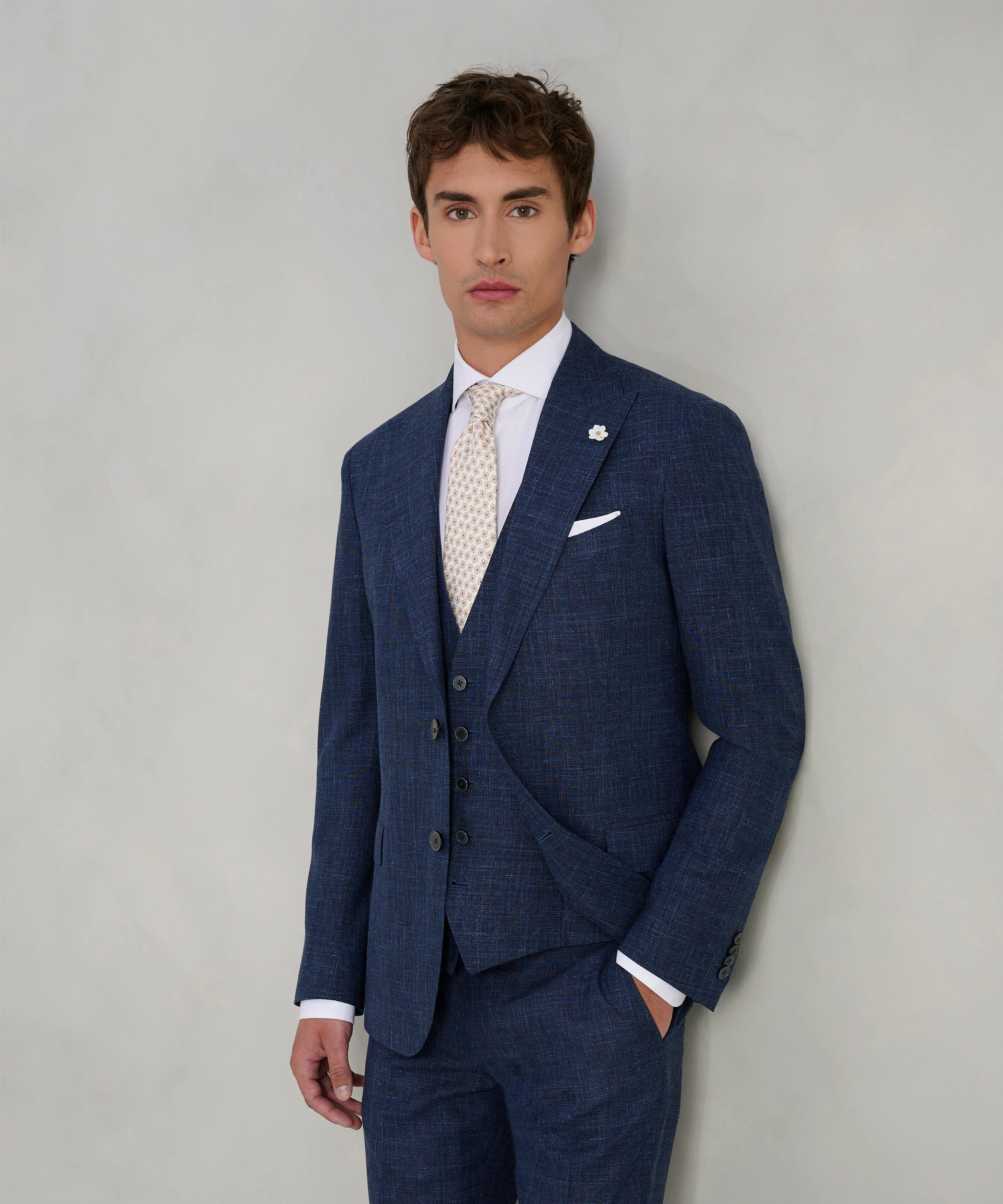 Driedelig pak wol/zijde/linnen donkerblauw (SUMMERTIME by Loro Piana) - Image 6