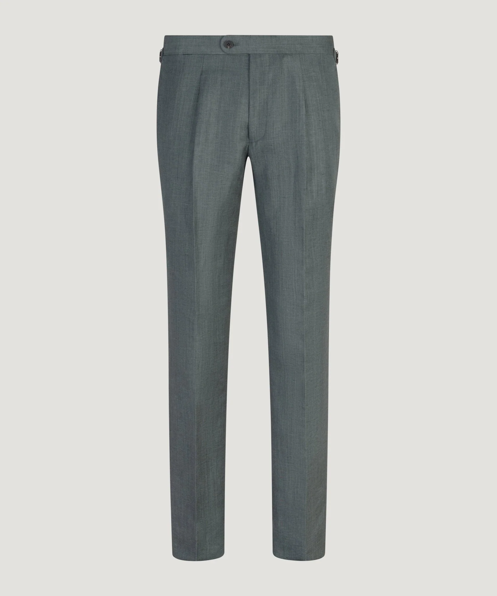 Pleated pantalon wol/linnen donkergroen