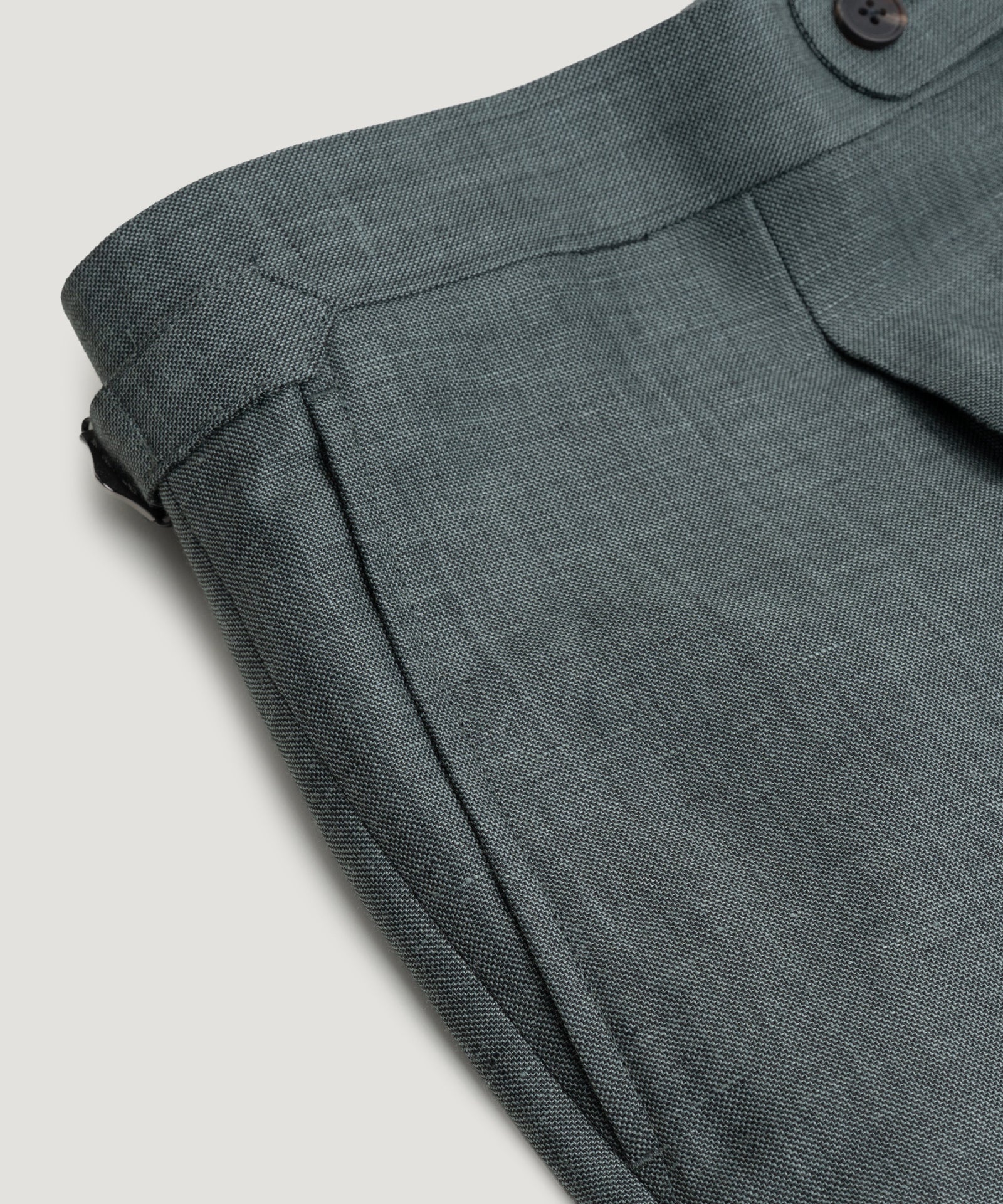 Pleated pantalon wol/linnen donkergroen - Image 4
