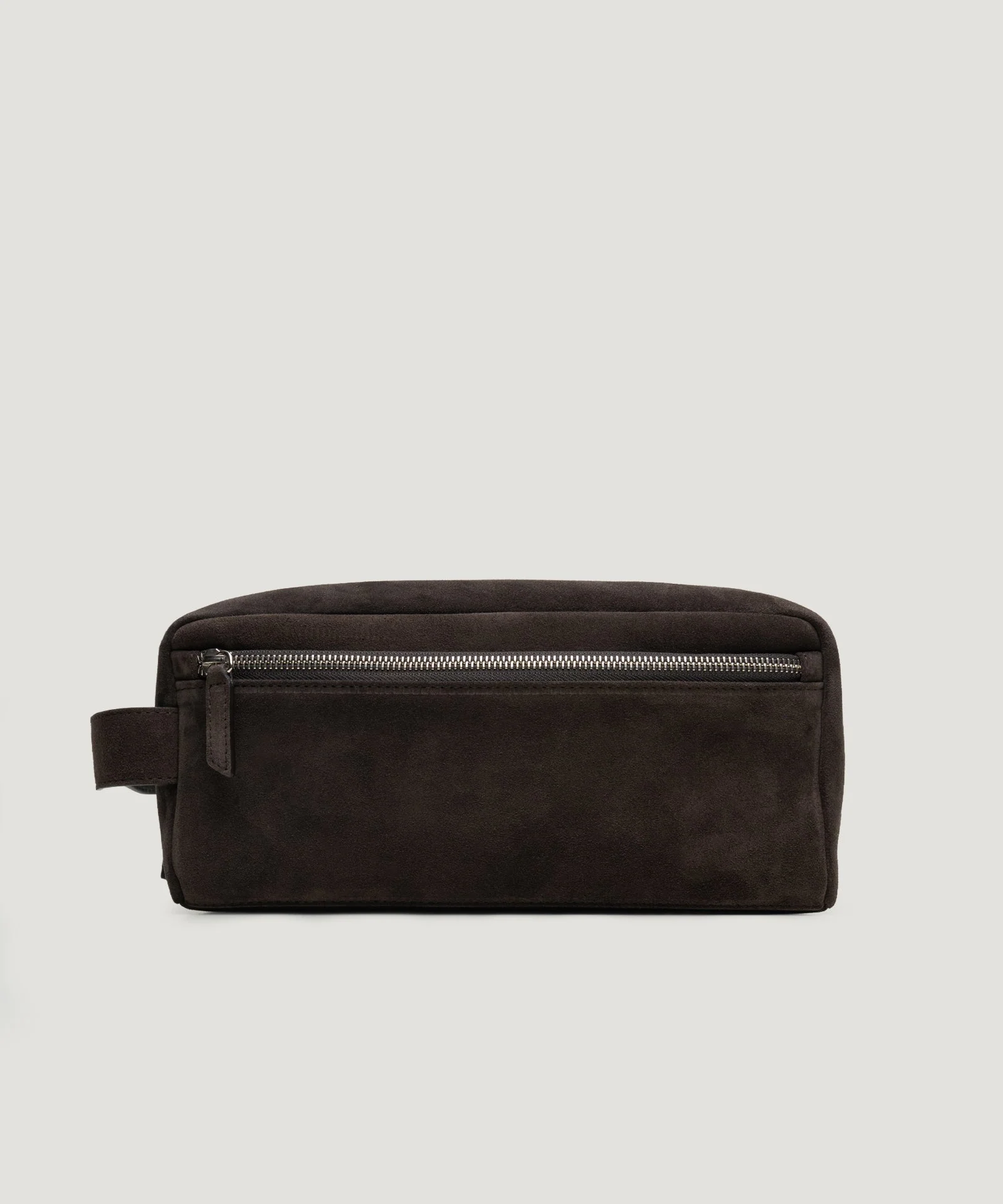 Beauty case suède donkerbruin