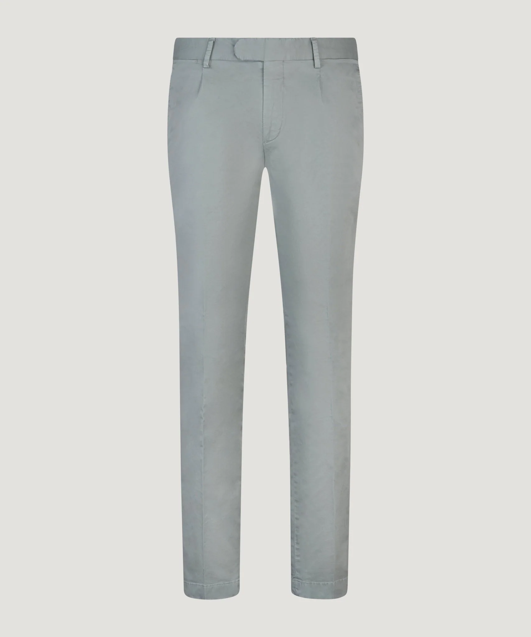 Chino slim 1 pleat katoen stretch saliegroen