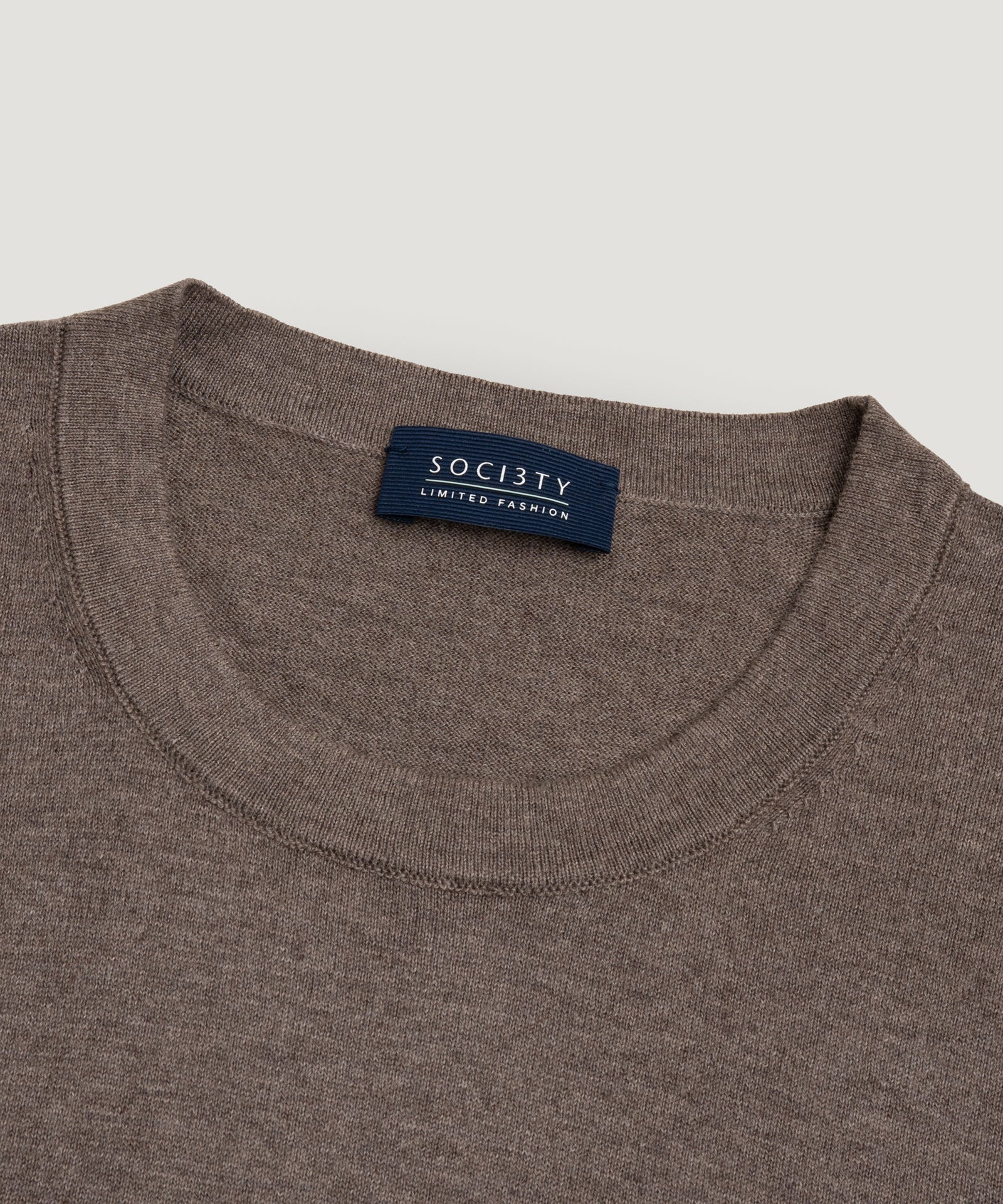 Knitted T-shirt katoen/zijde/kasjmier taupe - Image 2