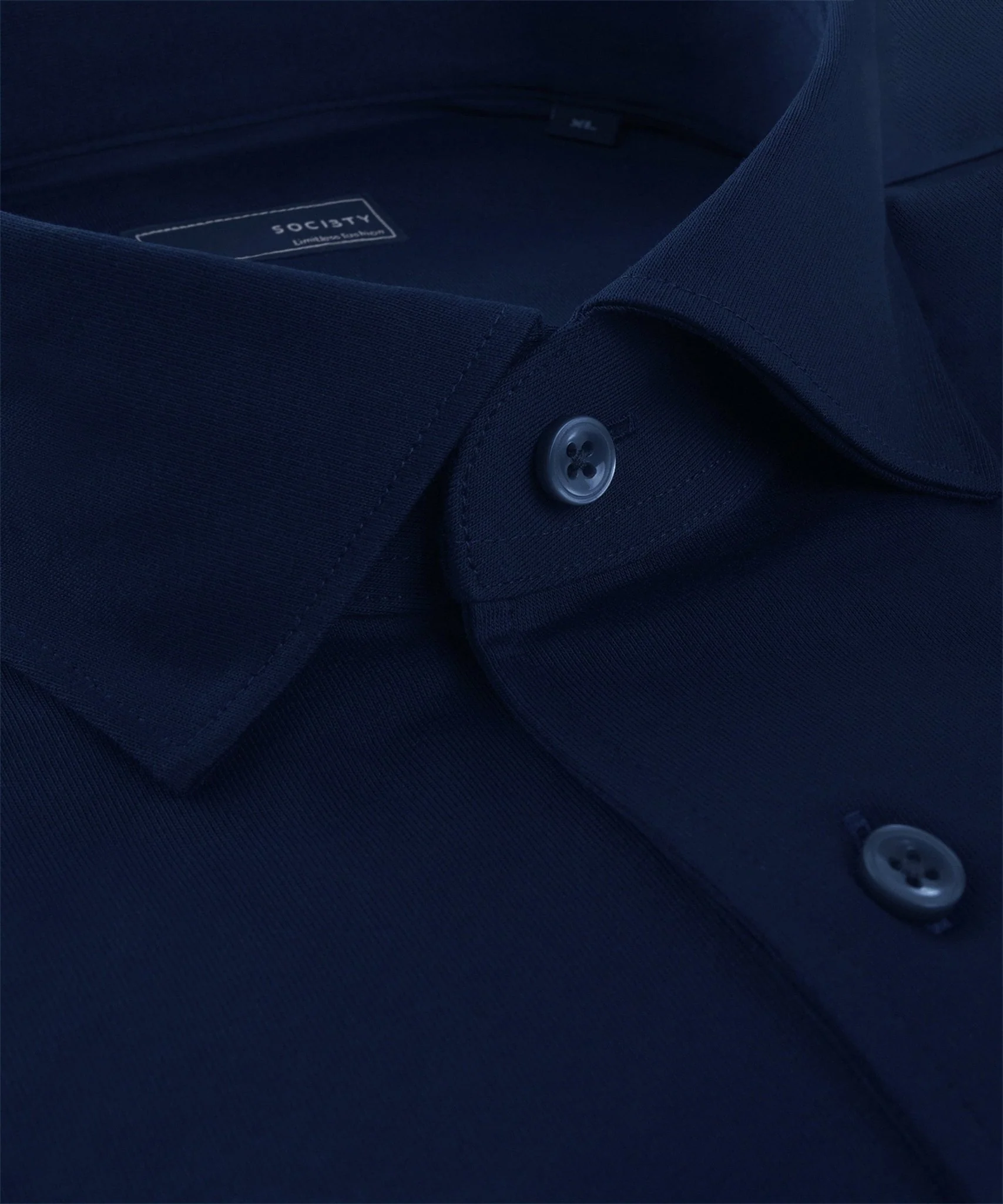 Long sleeve poloshirt mercerized cotton donkerblauw - Image 6