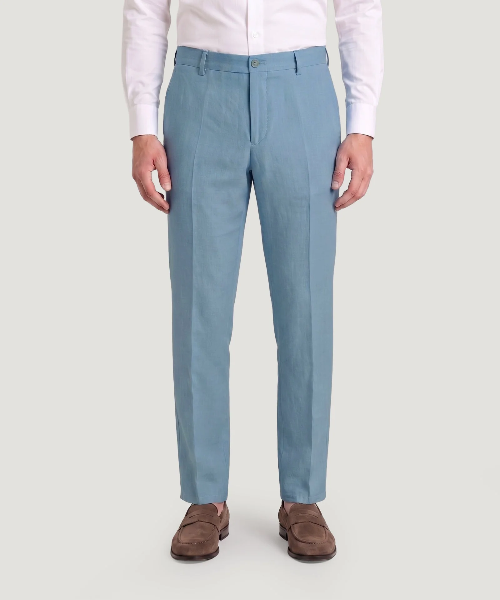 Pantalon gewassen linnen lichtblauw - Image 2