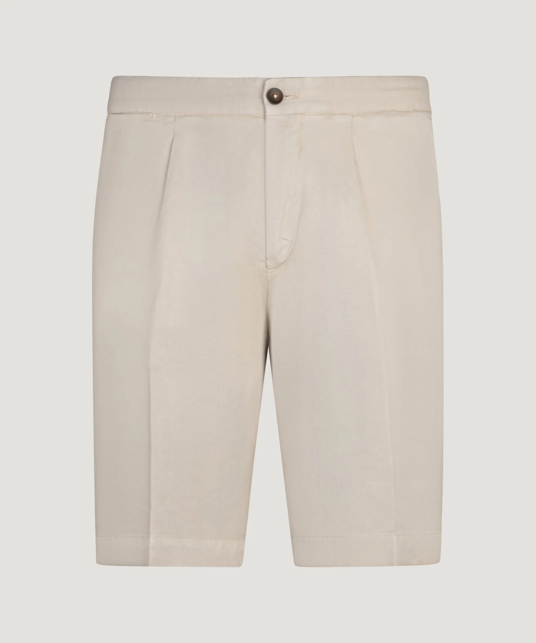 Pleated bermuda shorts linnen/katoen stretch beige