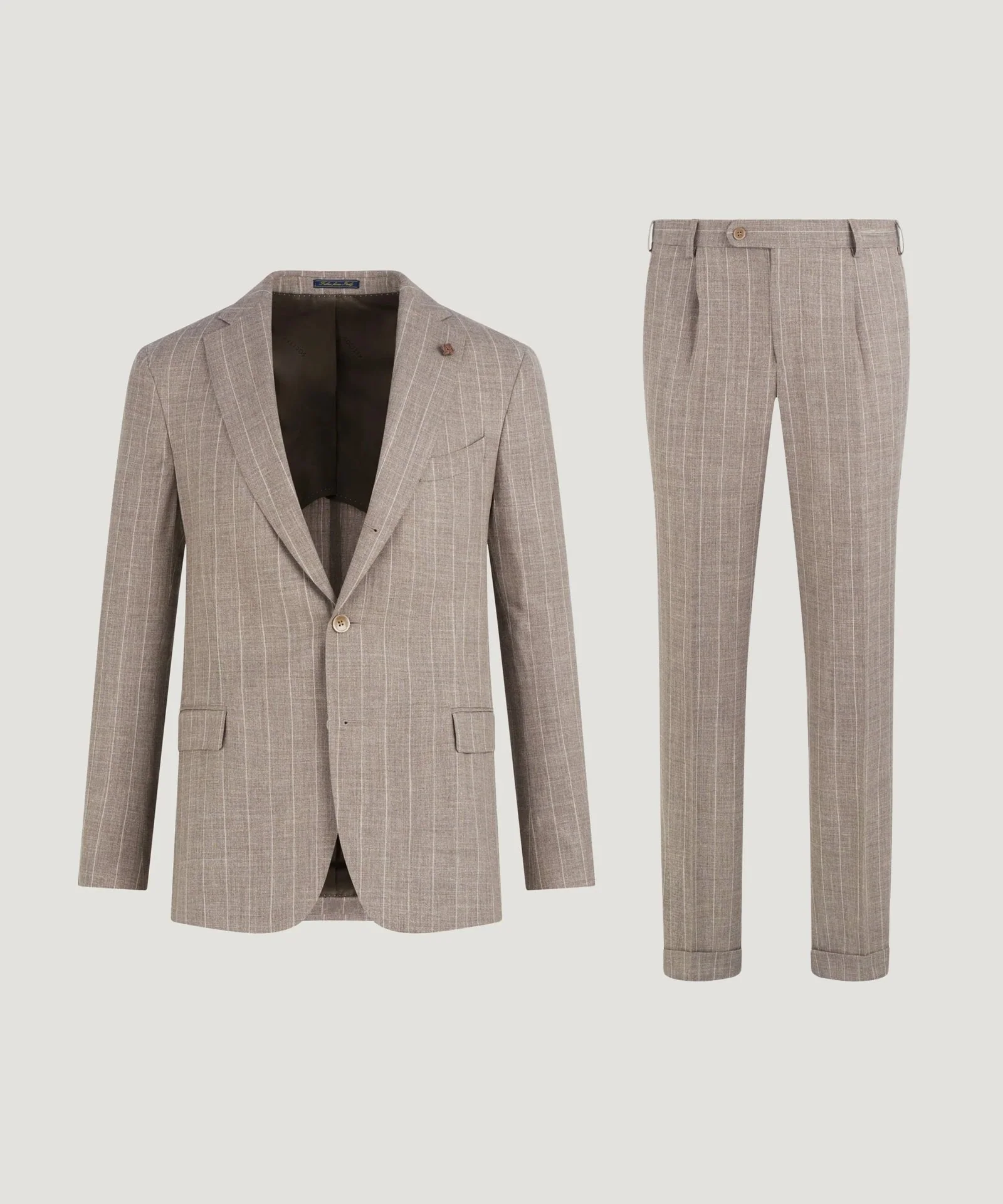 Pak wol beige gestreept (Pecora Nera® by Loro Piana)