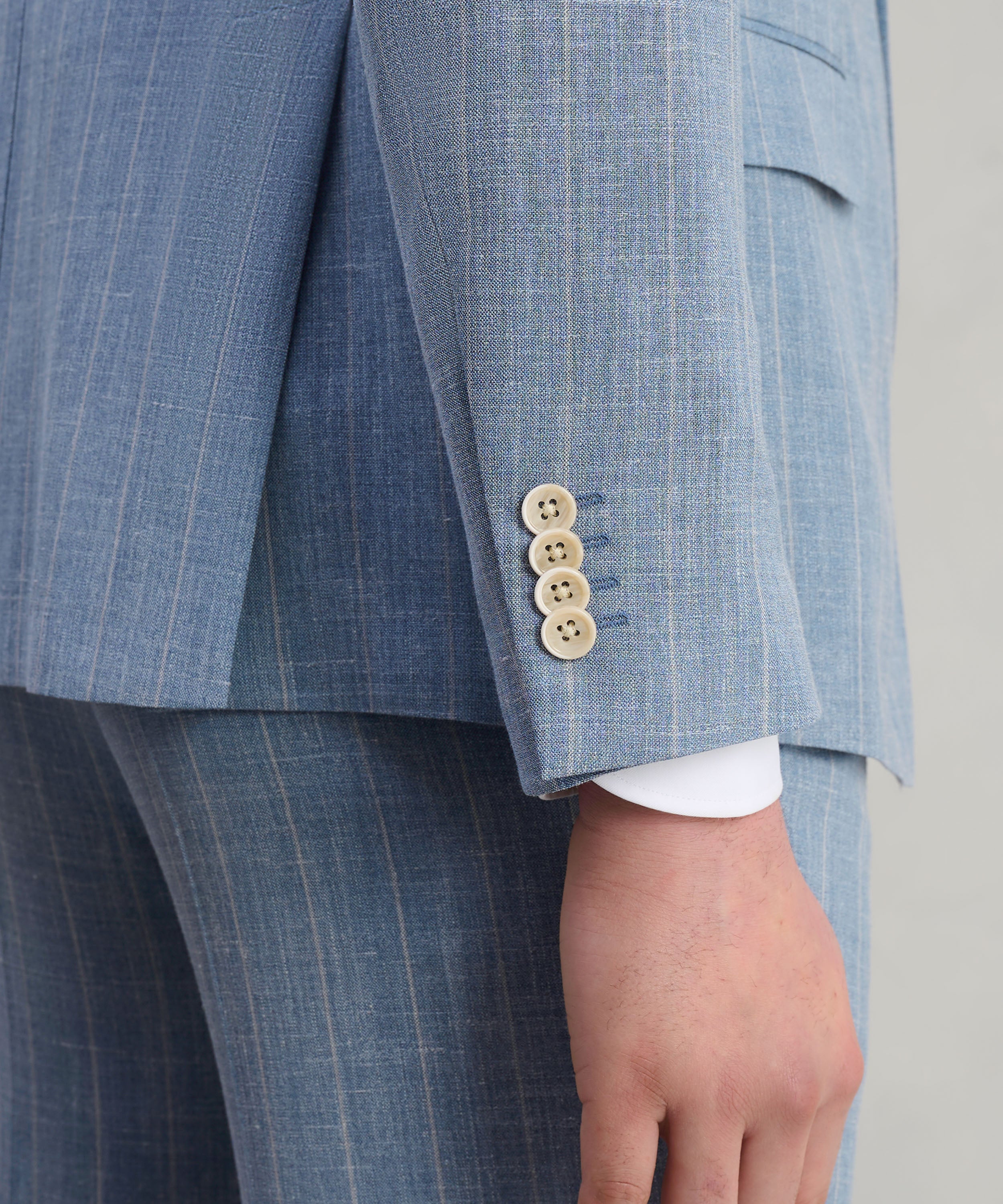Pak wol/zijde/linnen blauw gestreept (SUMMERTIME by Loro Piana) - Image 7