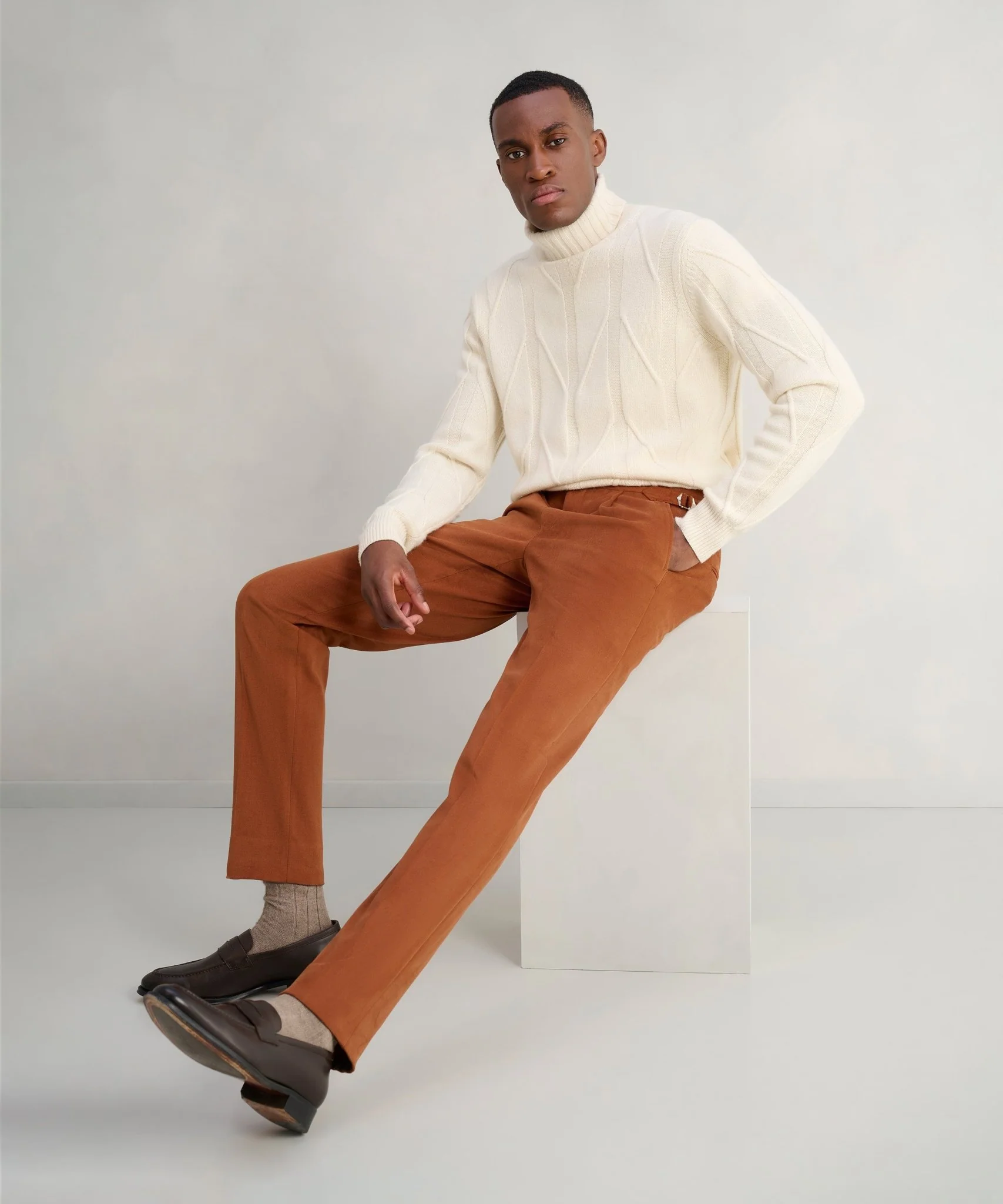 Pantalon Cotton Dream katoen roestbruin (woven by Di Sondrio) - Image 3