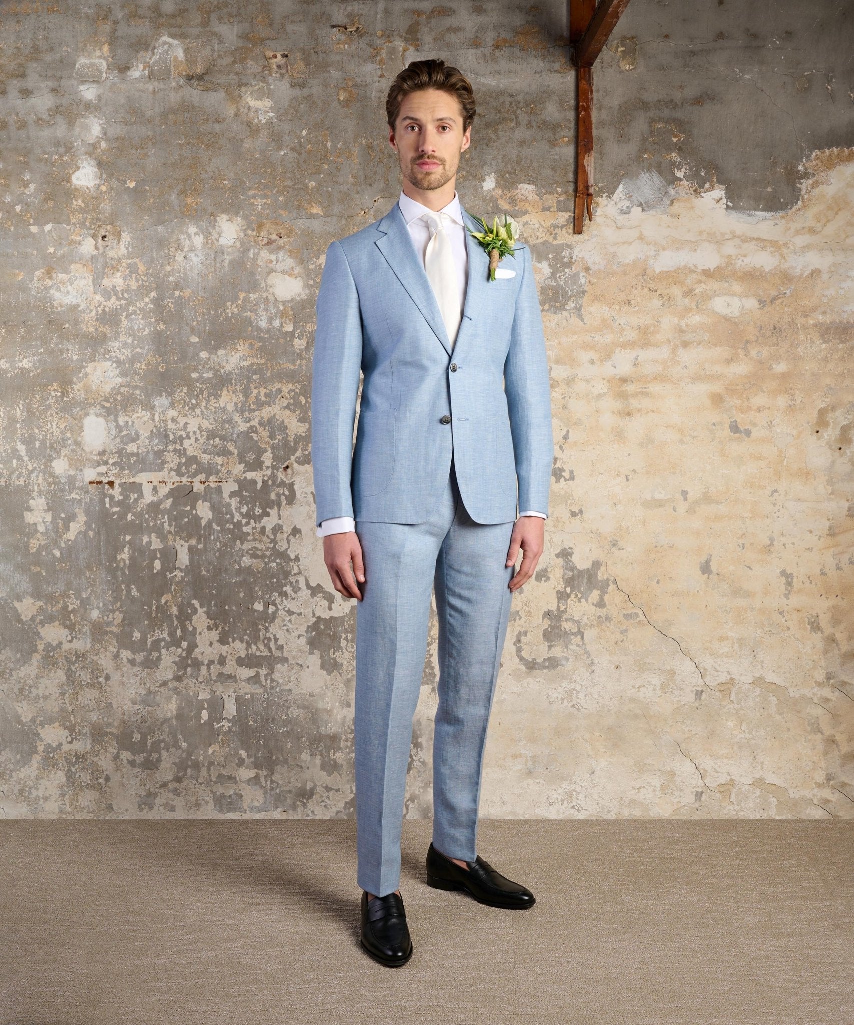Pantalon wol/linnen lichtblauw - Image 7
