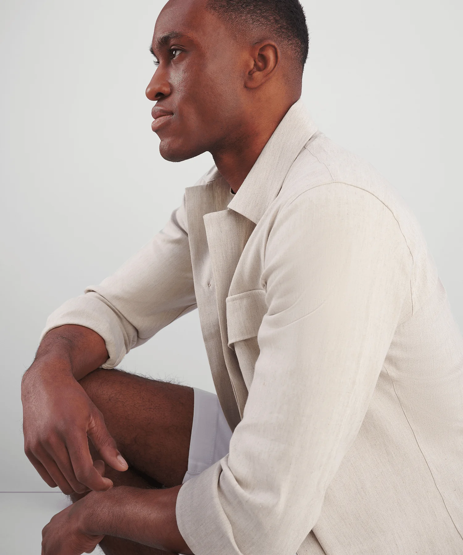 Overshirt linnen/viscose off-white - Image 4