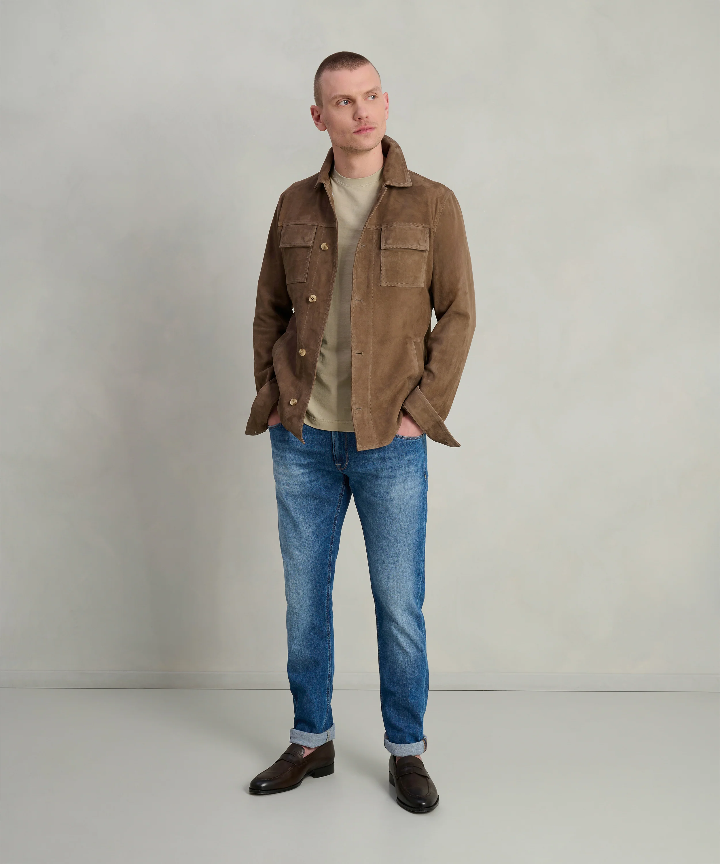Overshirt suède bruin - Image 2