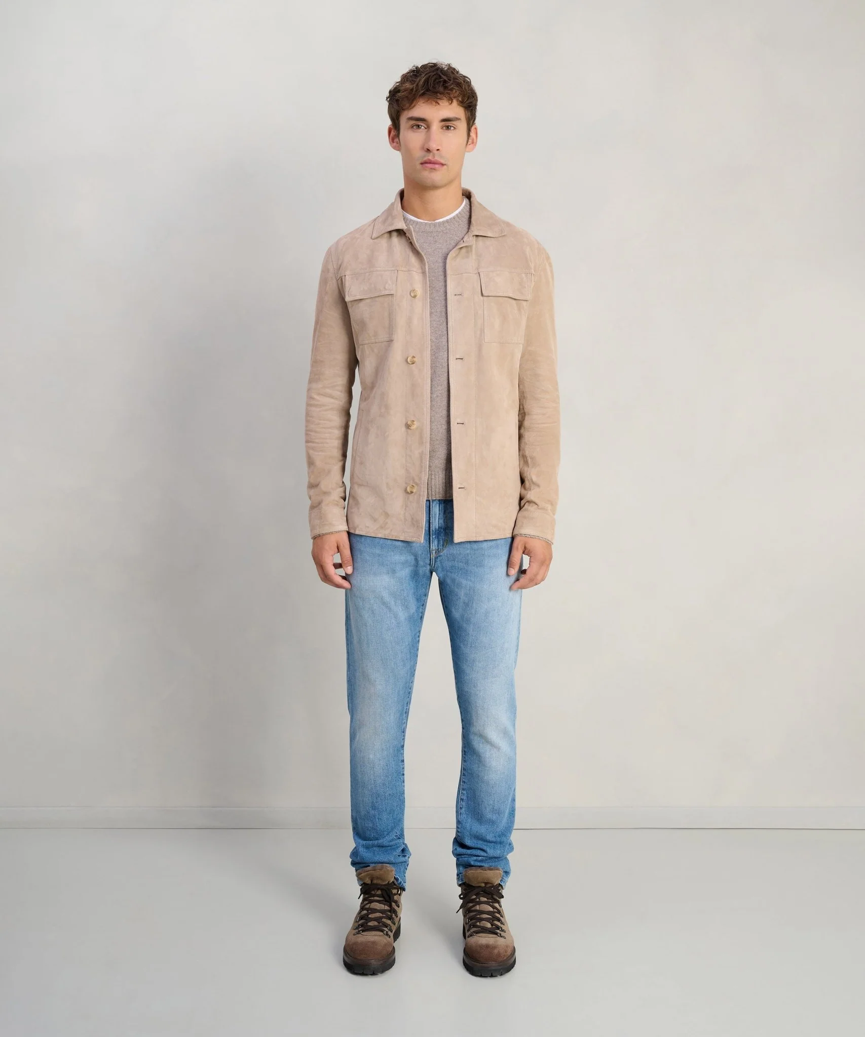 Overshirt suède lichtbruin - Image 2