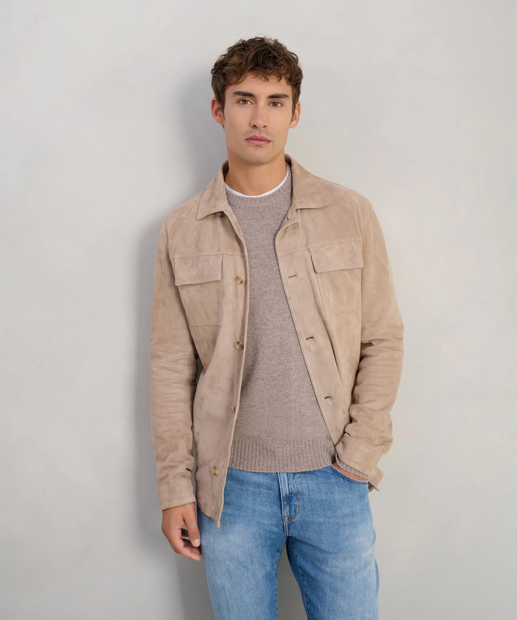 Overshirt suède lichtbruin - Image 3