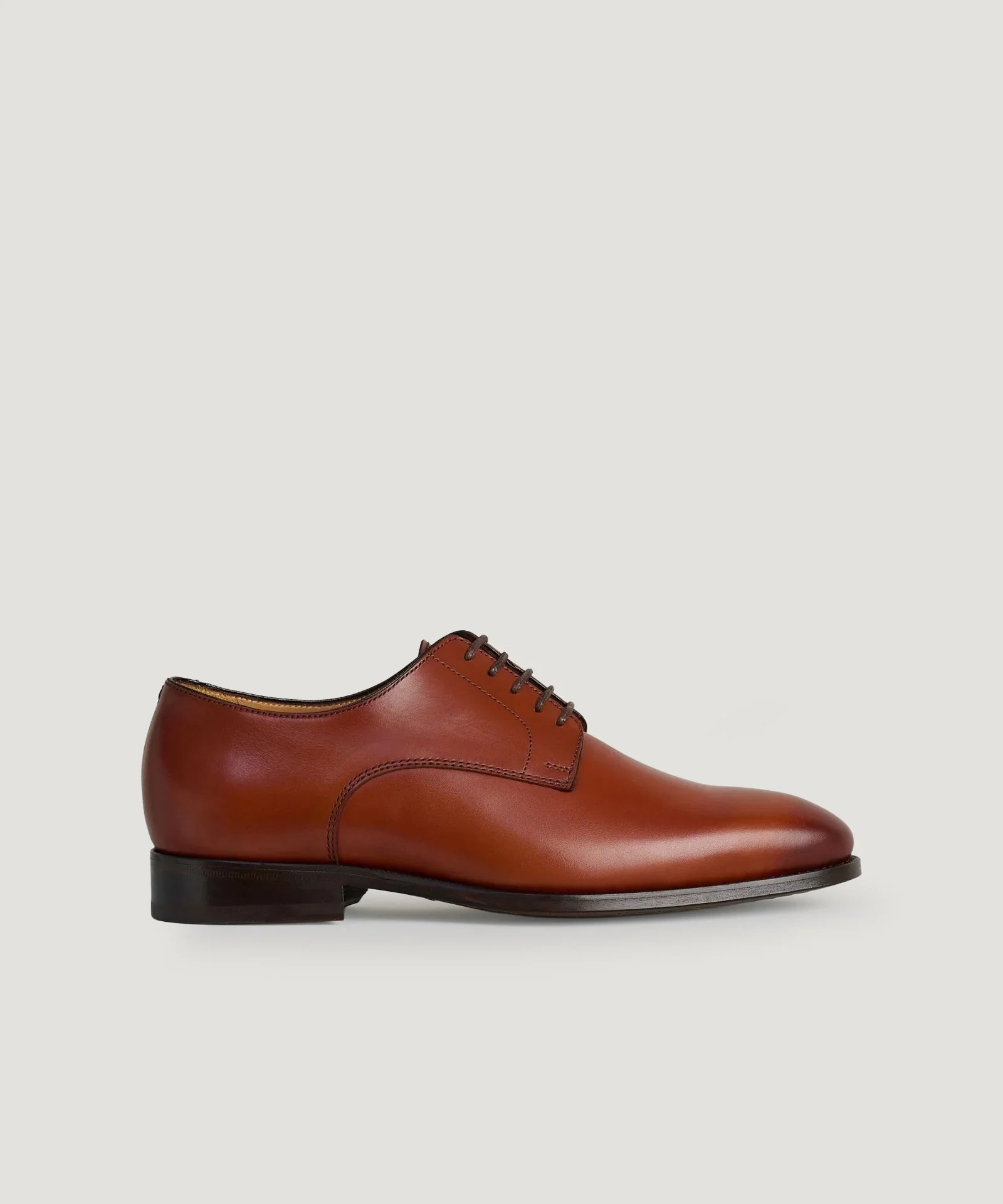 Plain toe derby veterschoen kalfsleer bruin