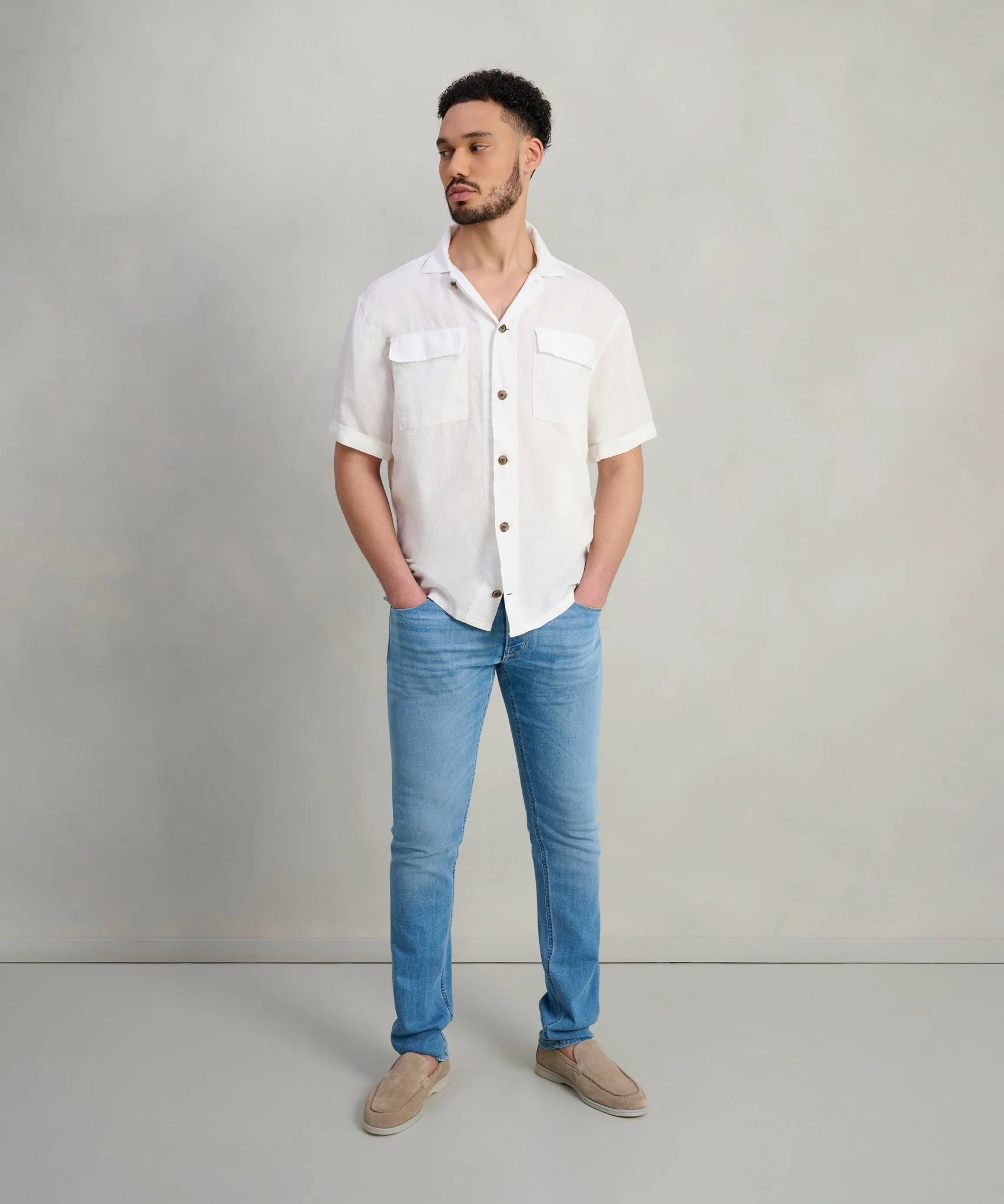 Resort shirt gewassen linnen off-white - Image 2