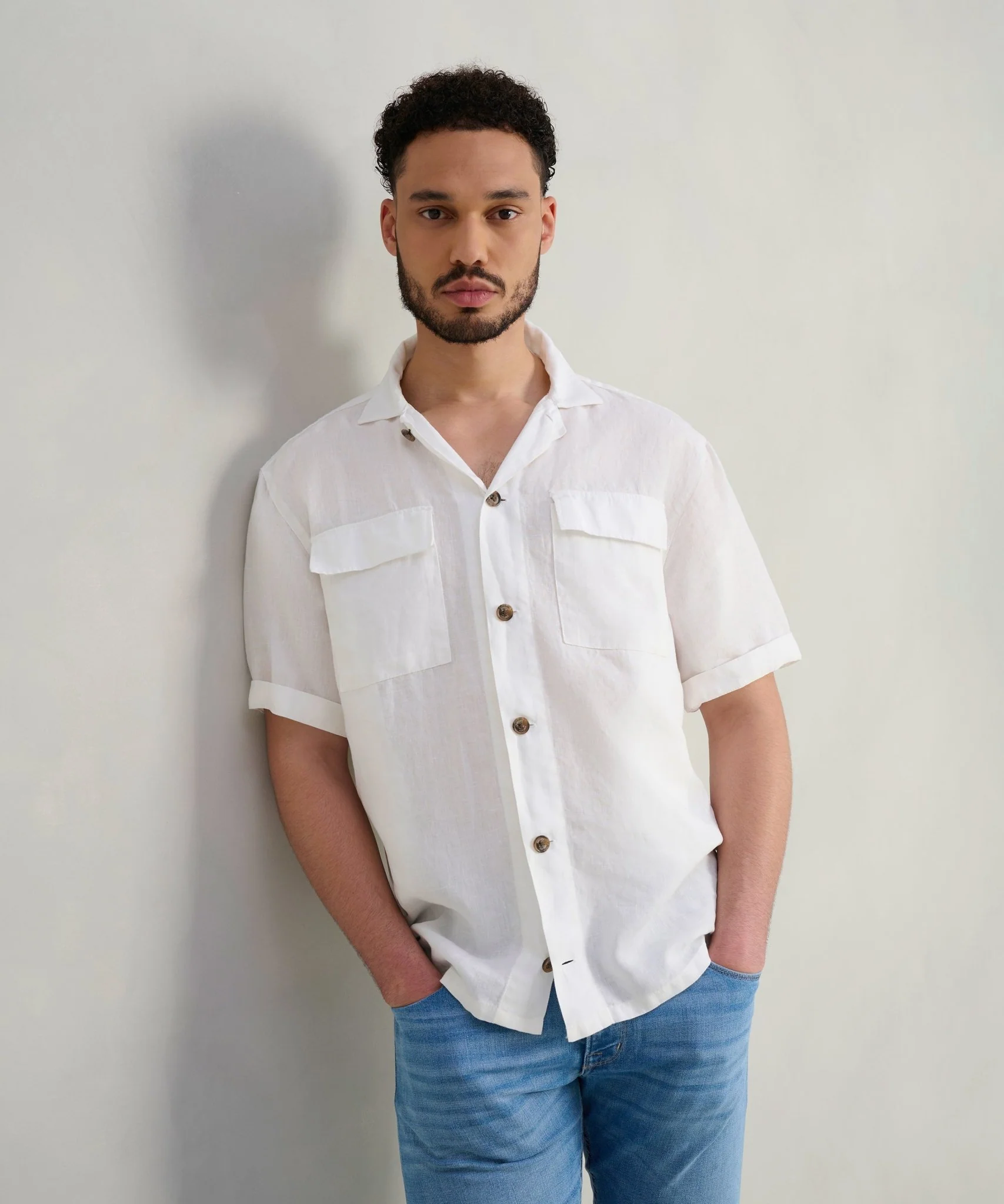Resort shirt gewassen linnen off-white - Image 3