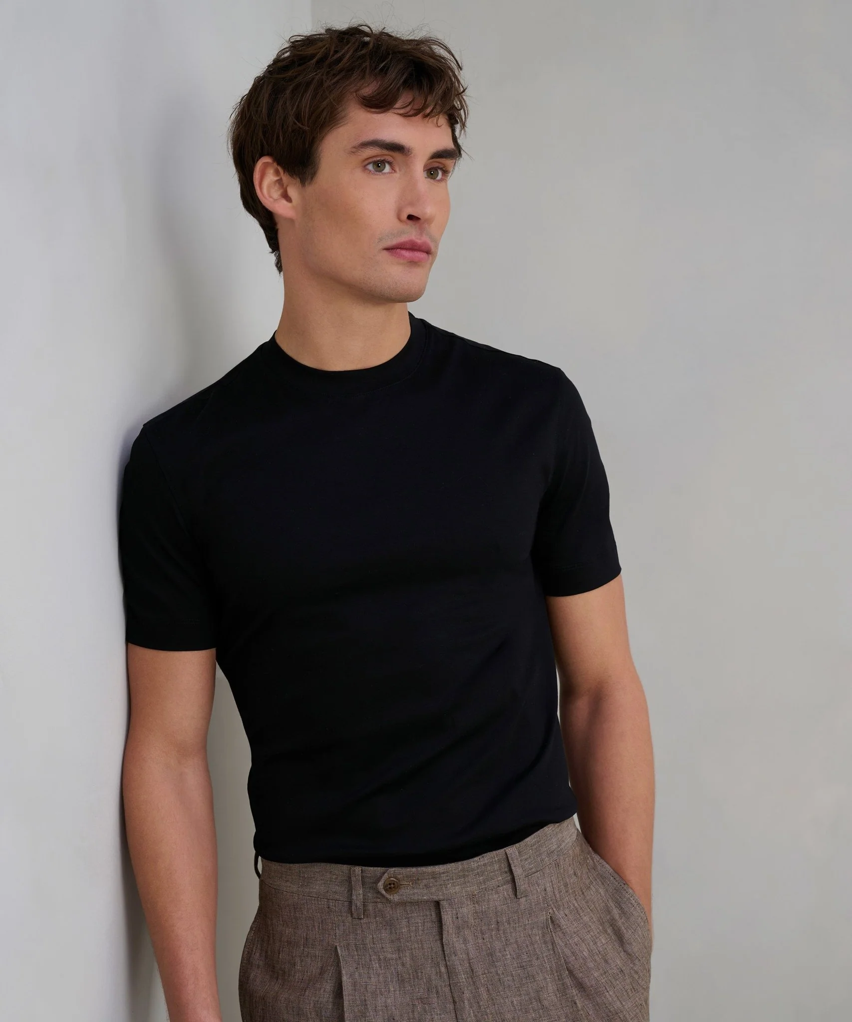 T-shirt mercerized katoen zwart - Image 3