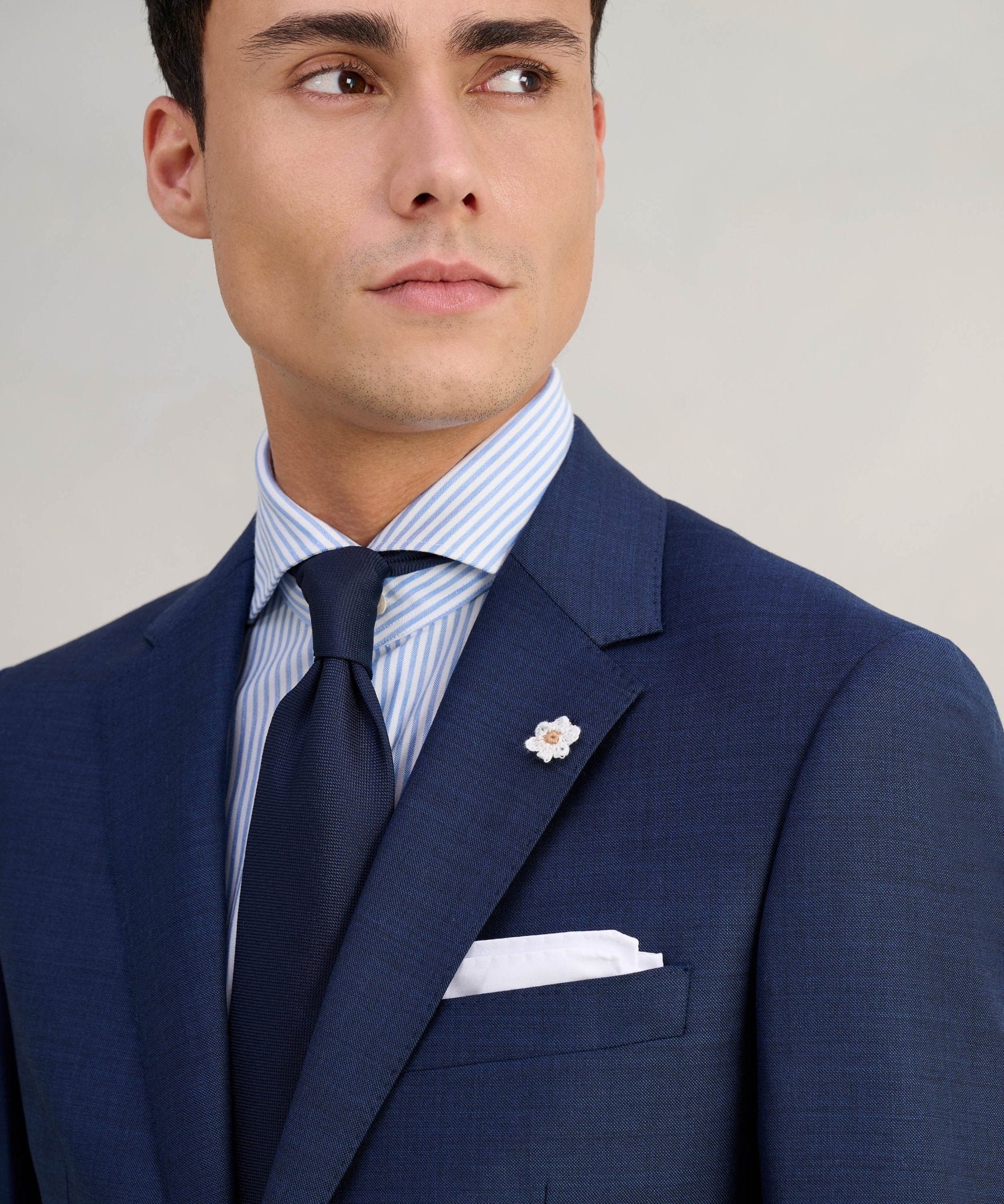 The Business Editions pak S110's sharkskin wol middenblauw - Image 5